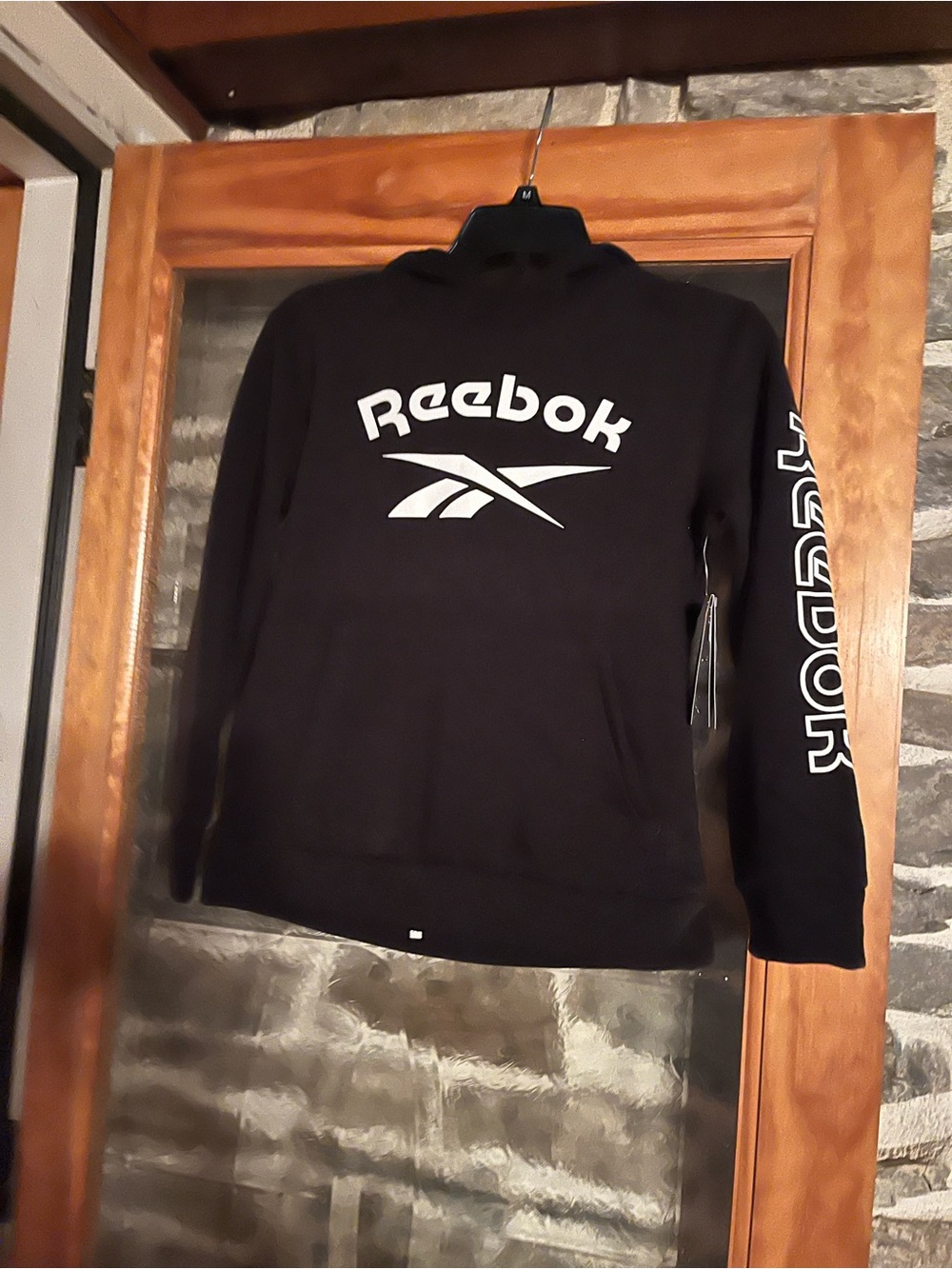 Reebok Boys Black hoodie with White Logo